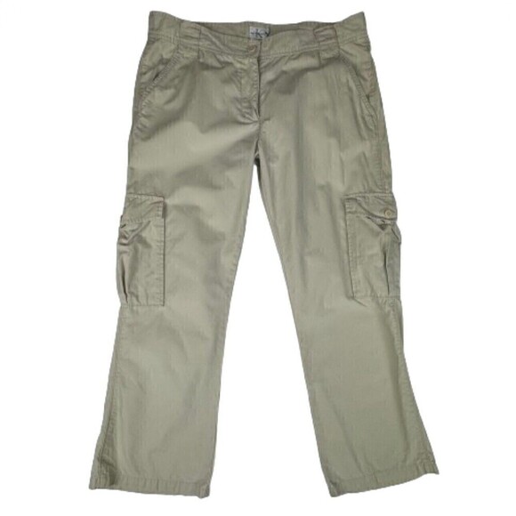 Calvin Klein Jeans Cropped Pants Cream Beige Khaki Cotton Size 12 - Picture 1 of 12